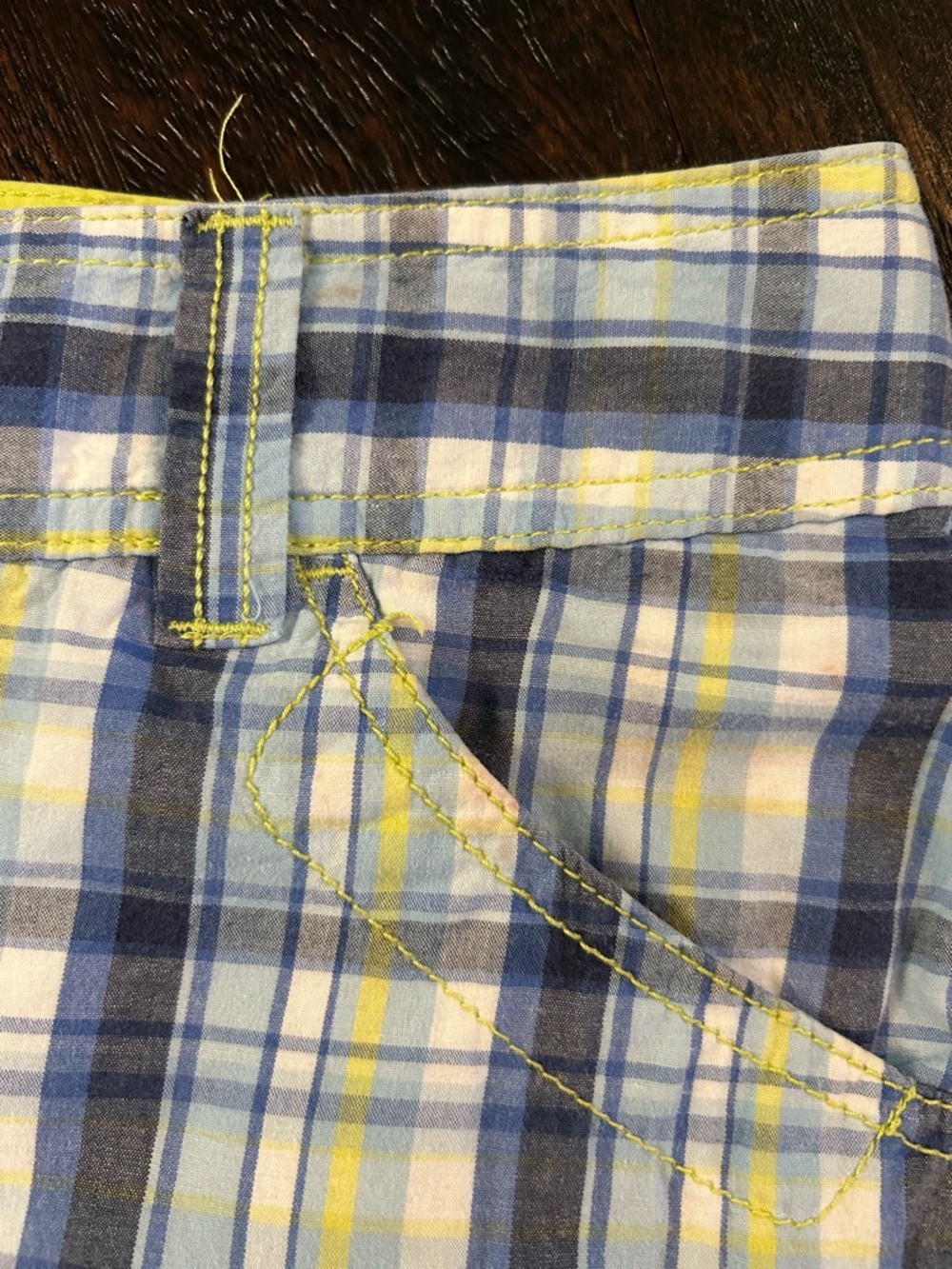 Y2K Vintage Blue and Yellow Plaid Low Rise Shorts - Picture 7 of 10
